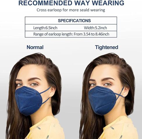 HUHETA KN95 Face Masks 100PCs, 5-Ply Breathable Protective KN95 Mask for Adults Individually Wrapped, Multicolor in Kuwait