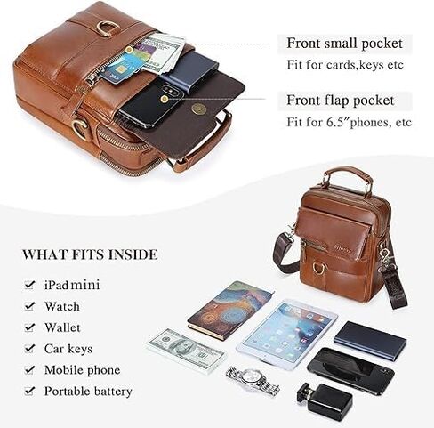 BAIGIO Men's Genuine Leather Shoulder Bag Messenger Briefcase CrossBody Handbag Satchel Travel bag in Kuwait