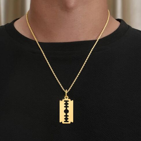 Auriga Fine Jewelry 14k Yellow Gold Polished Razor Blade Pendant for Men (L- 25 mm, W- 12 mm) in Saudi Arabia