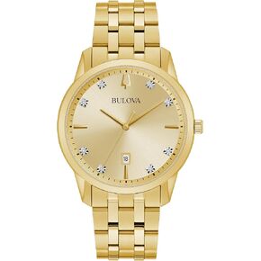 Bulova Men's Classic Sutton 3-Hand Diamond Two Tone Stainless Steel, Black Dial Style: 98D165
