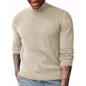 PJ PAUL JONES Men's Casual Undershirts Half Turtleneck Pullover Wool Blend Thermal Knitted Sweaters Black
