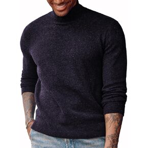 PJ PAUL JONES Men's Casual Undershirts Half Turtleneck Pullover Wool Blend Thermal Knitted Sweaters Black