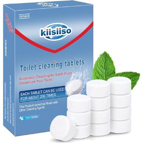 KIISSIISO Toilet Bowl Cleaner Tablets, 12 PACK Commercial Household Bathroom Cleaners, Automatic Toilet Tank Cleaners, Multipurpose Janitorial Deodorizers(Blue and White)