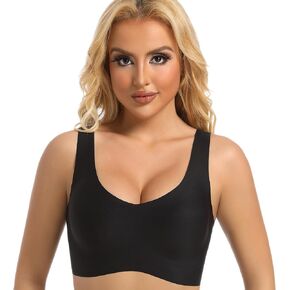 PRETTYWELL Sleep Bras, Thin Soft Comfy Daily Bras, Seamless Leisure Bras for Women, A to D Cup, with Removable Pads
