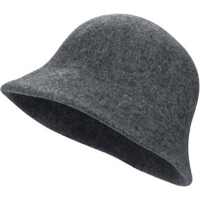 Women Cloche Bucket Hat Vintage Faux Wool Felt Hat Winter Warm Church Bowler Hat Ladies Fedora Hat Fall Bell Round Cap