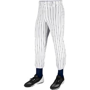 CHAMPRO boys Triple Crown Pinstripe Polyester Baseball Pant, White, Black Pin, X-Large US