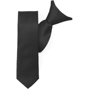 tiemart Black Solid Color Clip-On Tie, 17" Length in Kuwait