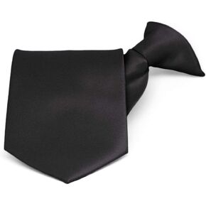 tiemart Black Solid Color Clip-On Tie, 17" Length