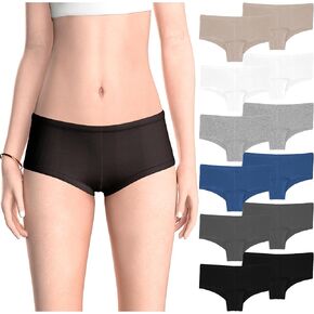 Sexy Basics Womens 12 Pack Grab Bag Cotton Spandex Boyshort Briefs, Colors May Vary