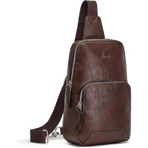 S-ZONE Sling Bag for Men Women RFID Blocking Genuine Leather Crossbody Shoulder Bag Backpack Hiking Daypack Travel
