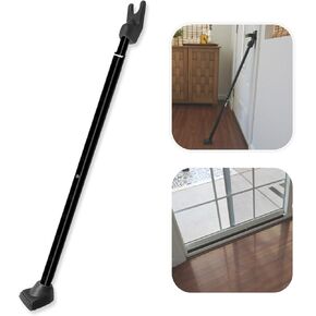 SECURITYMAN 2-in-1 Door Security Bar & Sliding Patio Door Security Bar (2 Pack) via Interchangeable Caps - Constructed of High Grade Iron - Door Stoppers - Black