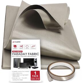 JJ CARE Faraday Fabric [Pack of 2, 44" x 39" Faraday Cloth + 1" x 24" Long Faraday Tape + Instructions] - Military Grade Shielding Fabric from Signals, Bluetooth, GPS, Signal Blocker, WiFi Jammer in Saudi Arabia