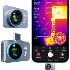 كاميرا حرارية لهاتف iPhone، Infiray P2 Pro+ تصوير حراري مع عدسة ماكرو، كاميرا تصوير حراري مع نطاق درجة حرارة -4 درجة فهرنهايت ~ 1112 درجة فهرنهايت، دقة 256 × 192 كاميرا تعمل بالأشعة تحت الحمراء الحرارية لنظام iOS