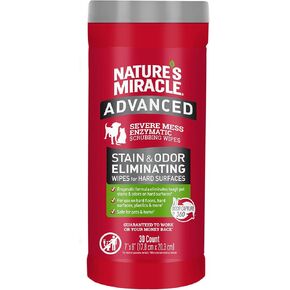 Nature's Miracle Nature’s Miracle Advanced Stain And Odor Eliminating Wipes for Hard Surfaces 30 Count, Enzymatic Formula Eliminates Tough Pet Messes