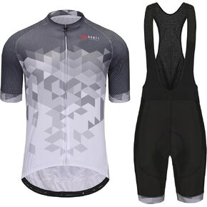 Men's Cycling Jersey Set Road Bike Shorts Sleeves Jersey Zipper Pokcet Bib Shorts with Padded, Cycling Clothing kit Men