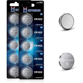 KITOSUN CR1632 بطارية ليثيوم عملة 3 فولت - CR 1632 استبدال بطاريات زر الليثيوم لتويوتا بريوس مفتاح السيارة فوب عن بعد ضغط الإطارات مراقب معدل ضربات القلب مستشعر Garmin VivoFit طوق الكلب (5 قطع)
