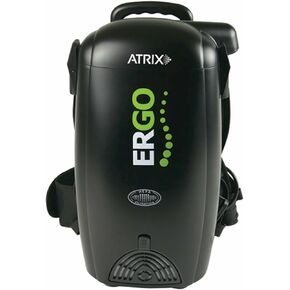 Atrix Ergo Edge Canister Shop Vac-Wall Mounted Garage Vacuum Cleaner with Built-in Dust Bag & Extendable Hose-Compact Black Design, 20 x 9 x 12