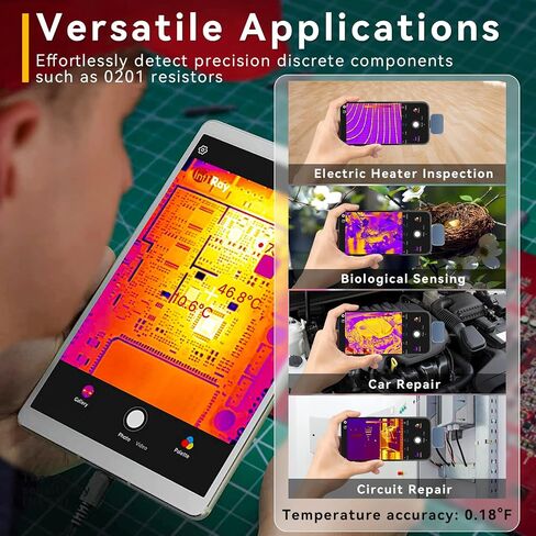 كاميرا حرارية لهاتف iPhone، جهاز تصوير حراري InfiRay P2 Pro بدقة عالية 256 × 192 بالأشعة تحت الحمراء، كاميرا تصوير حراري -4 درجة فهرنهايت ~ 1112 درجة فهرنهايت نطاق درجة حرارة الأشعة تحت الحمراء بالأشعة تحت الحمراء للتصوير الحراري in Kuwait