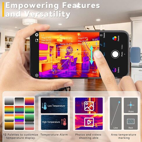 كاميرا حرارية لهاتف iPhone، جهاز تصوير حراري InfiRay P2 Pro بدقة عالية 256 × 192 بالأشعة تحت الحمراء، كاميرا تصوير حراري -4 درجة فهرنهايت ~ 1112 درجة فهرنهايت نطاق درجة حرارة الأشعة تحت الحمراء بالأشعة تحت الحمراء للتصوير الحراري in Kuwait