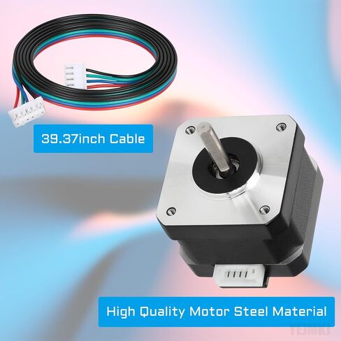 Nema 17 Stepper Motor 37MM 1.5 A 42 Motor (17HS4401), 42BYGH 2 Phase Stepper Motor 1.8 Degree Bipolar 4-Lead Wire with 1m Cable and Connector for DIY CNC 3D Printer, 1.65 * 1.65 * 1.46inch in Kuwait