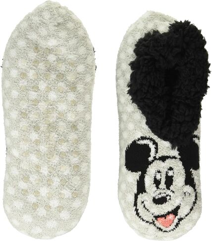 Disney Women's Mickey Mouse Teddy Fur Slipper Socks, Holiday Red, 9-11 in Saudi Arabia