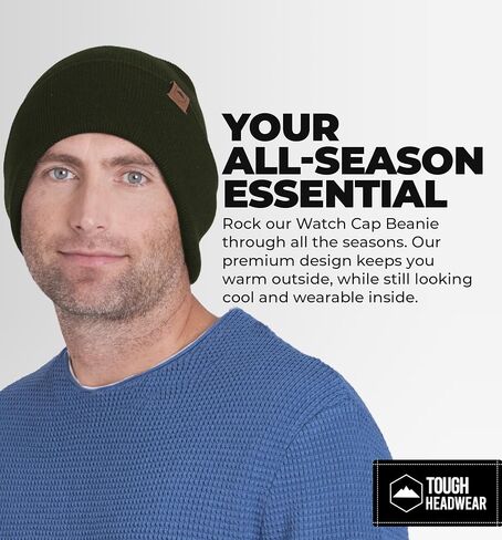 Tough Headwear Cuffed Beanie Hats for Men - Winter Beanies for Women - Toboggan Hat - Mens Winter Knit Hat - Stocking Cap in Kuwait
