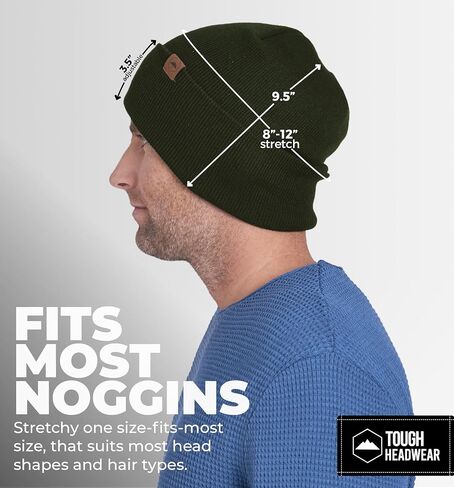 Tough Headwear Cuffed Beanie Hats for Men - Winter Beanies for Women - Toboggan Hat - Mens Winter Knit Hat - Stocking Cap in Kuwait