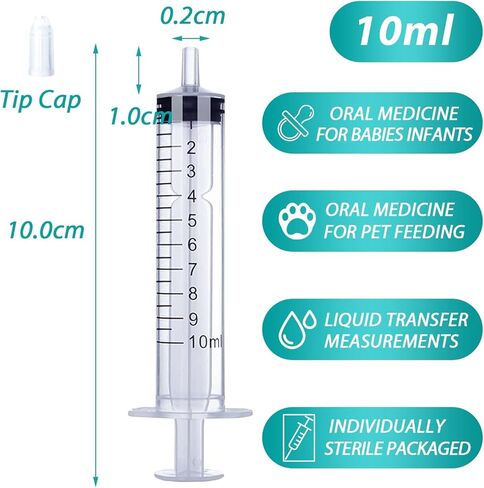 3ml Syringe for Liquid, Oral, Scientific Labs, Measurement, Dispensing, with Cap- 3 Pack 3ml Syringes in Kuwait