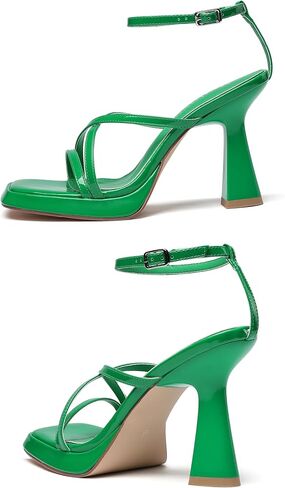 Reitoye Strappy Heels for Women Platform Chunky Square Toe Heeled Sandals | Women's Heeled Sandals,Block High Heel,Adjustable Ankle Strap,All-Day Comfort Non-slip Sole,Party,Wedding,Prom Heels Shoes in Saudi Arabia
