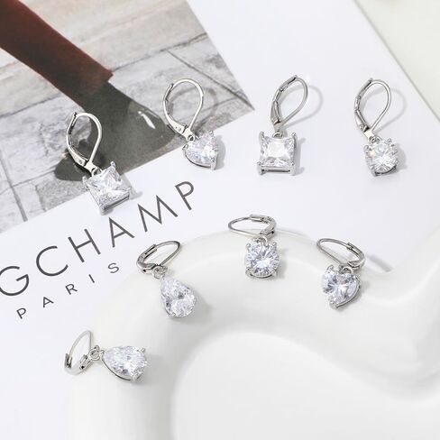 925 Sterling Silver Drop Earrings for Women Princess Teardrop 5A Cubic Zirconia Earrings Hypoallergenic Dangle Earrings for Wedding in Kuwait