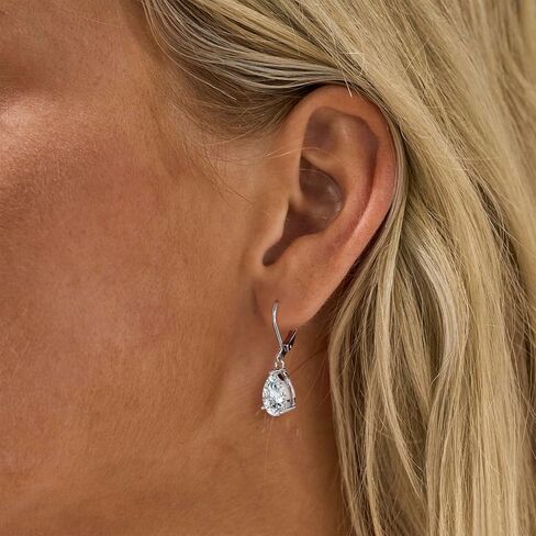 925 Sterling Silver Drop Earrings for Women Princess Teardrop 5A Cubic Zirconia Earrings Hypoallergenic Dangle Earrings for Wedding in Kuwait