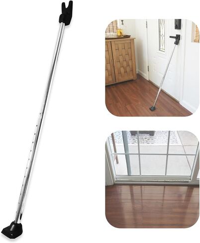 SECURITYMAN 2-in-1 Door Security Bar & Sliding Patio Door Security Bar (2 Pack) via Interchangeable Caps - Constructed of High Grade Iron - Door Stoppers - Black in Kuwait