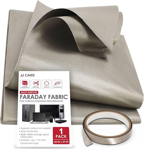 قماش JJ Care Faraday [حزمة من 2]، 44 بوصة × 39 بوصة حماية قماش فرداي مع 1 بوصة × 24 بوصة شريط فاراداي ، قماش حماية وعزل ، درع فاراداي للعزل والحماية in Saudi Arabia