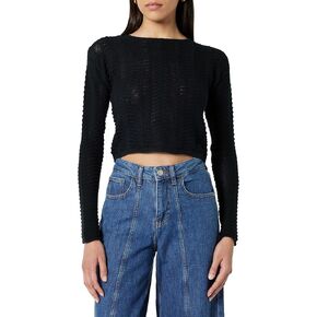 The Drop Women's Makayla Crochet Drop-Shoulder Cropped Pullover