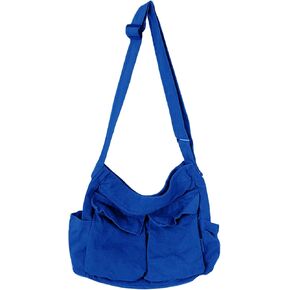 Canvas Messenger Bag Large Hobo Crossbody Bag with Multiple Pockets Casual Shoulder Tote Bag for Women and Men