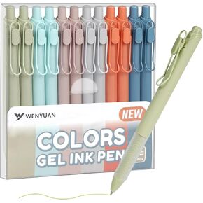 WY WENYUAN Gel Pens, 12 pcs Black Ink Pens Fine Point Smooth Writing Pens, Pastel Pens for Journaling Note Taking, Cute Office School Supplies Gifts for Women Men in Kuwait