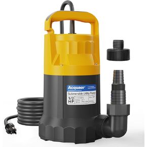 Acquaer 1/2HP Submersible Utility Pump, 3030GPH Stainless Steel Sump Pump, Water Removal for Basement Hot Tub Pool Cover Draining, 30ft Cord in Kuwait