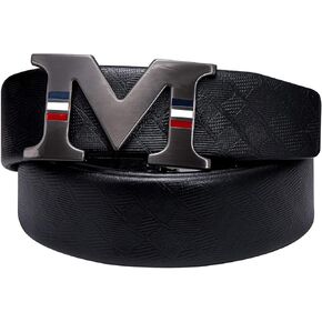 Barry.Wang Mens Color Belt Fashion Genuine Leather Ratchet Automatic Buckle Luxury Gift Box