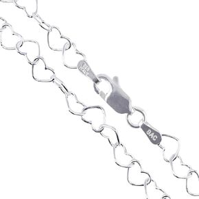 Sterling Silver Italian Love Heart Chain Solid 925 Italy Infinity Promise Necklace