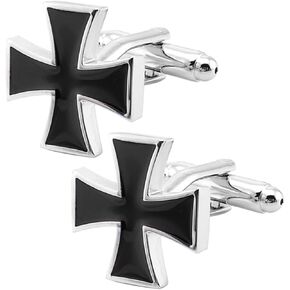 Jonwo Knights Templar Cross Cuff Links for Men and Women Universal Cufflinks Jewelry for French Shirt Tuxedo In Gift Box Business Wedding Party Anniversary Present
