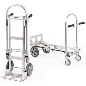 HaulPro Junior Heavy Duty Convertible Hand Truck with Double Grip Handles - Aluminum Dolly Cart for Moving - 1,000 LB Capacity - Converts from Hand Truck to Platform Push Cart - 52" L x 41" W x 44" H