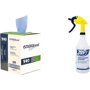 TaskBrand N-V040CGB Blue V40 Value Series Center Pull Wiper Sheets, All-Purpose Disposable Cleaning Towels, 10 x 12 Inches, Blue, Roll of 200