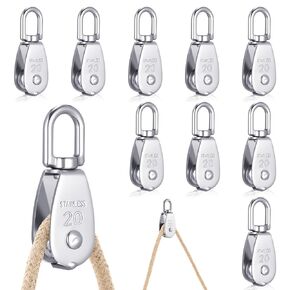 Yaocom 10 Pack M32 Single Pulley Block Loading 551ibs 304 Stainless Steel Heavy Duty Single Wheel Swivel Lifting Rope Pulley Block for Wire Rope Loading in Saudi Arabia