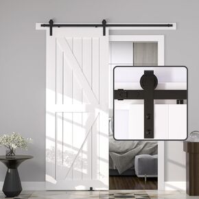 JZVXX 6FT Barn Door Hardware kit, Barn Door Track, Sliding Door Hardware kit, Easy to Install- Mini Version- Combination Track Mode- Step by Step Manual Included.(JD-6FT-mini-5)