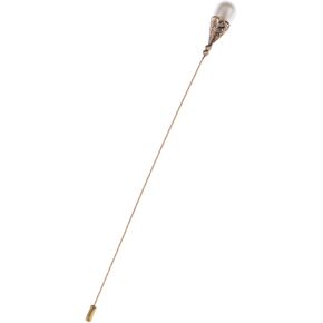 Alilang Women's Hat Pin Long Handle Golden Jewelry Retro Hollow Out Pearl Pins Pack Of 3