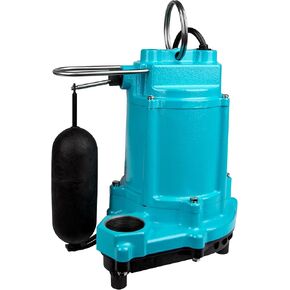 Little Giant 6EC-CIA-SFS 115-Volt, 1/3 HP, 3180 GPH Submersible Sump Pump with Integral Snap-Action Float Switch, Plastic Base, 10-Ft. Cord, Blue, 506807