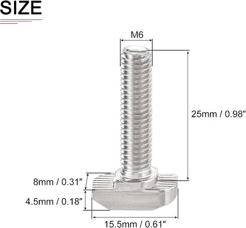 مسمار لولبي منزلق بفتحة T DTGN M8x35mm(DXL) - 20 عبوة - جيد لصناعة البناء - براغي على شكل حرف T من الفولاذ الكربوني - لون فضي in Kuwait