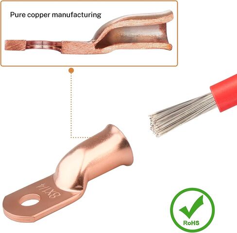 Sanuke 120Pcs Wire Lugs Battery Cable Lugs Marine Grade Wire Lugs with Heat Shrink Set 60Pcs Heavy Duty Tinned Copper Tubular Ring Terminals Tinned Closed End Crimp Connectors AWG 8 6 4 2 in Kuwait