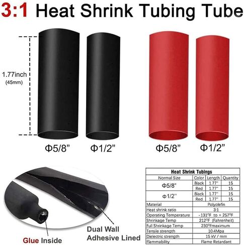 Sanuke 120Pcs Wire Lugs Battery Cable Lugs Marine Grade Wire Lugs with Heat Shrink Set 60Pcs Heavy Duty Tinned Copper Tubular Ring Terminals Tinned Closed End Crimp Connectors AWG 8 6 4 2 in Kuwait
