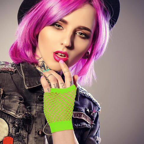 DIVINA VITAE 2 أزواج من القفازات الشبكية السوداء بدون أصابع للنساء في الثمانينات من القرن الماضي، قفازات شبكة صيد السمك القصيرة الممتدة من النايلون القديم، قفازات بدون أصابع لموضوع الثمانينات، حفلات الهالوين التنكرية للنساء، إكسسوارات تنكرية in Kuwait